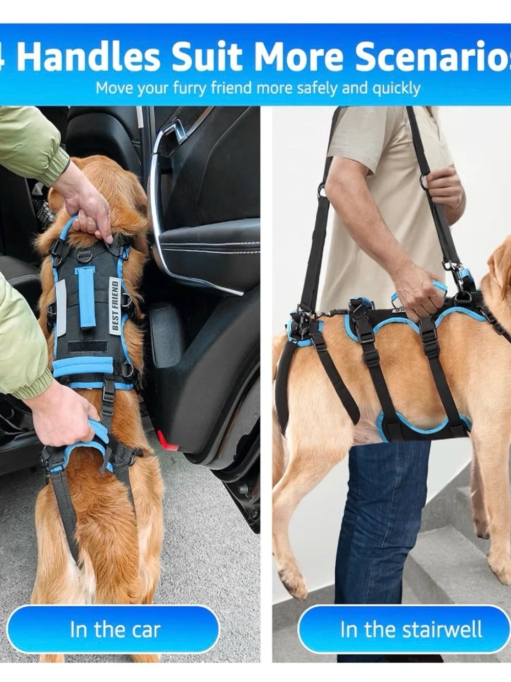 Dog Lift Harness for Large Male Dogs 2-in-1 Detachable Support Harness Size XL